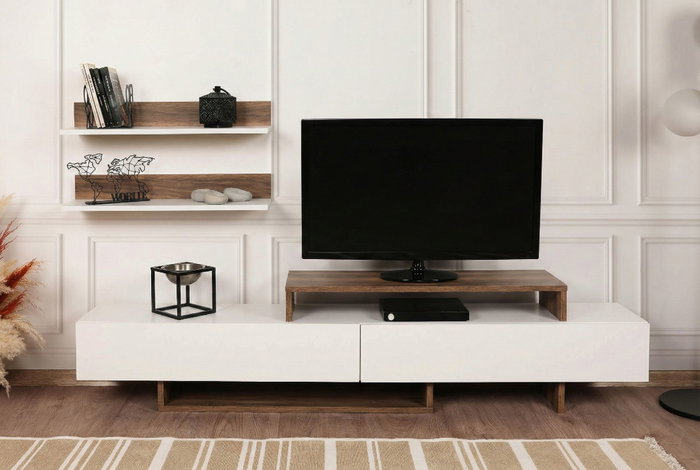 Hanah Home Mueble de TV Nirvana Blanco y Teca Hanah Home Mueble de TV Nirvana Blanco y Teca